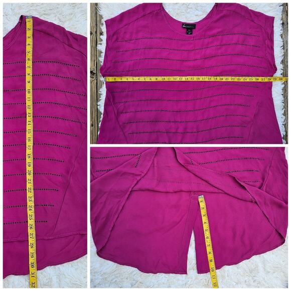Pink Sequin Blouse Lane Bryant Plus Size 22/24 Dolman Sleeve Hi Low Georgette - Picture 6 of 8